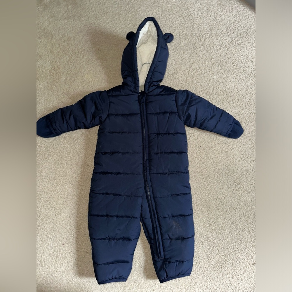 9-12M Animal Ears Navy Snowsuit